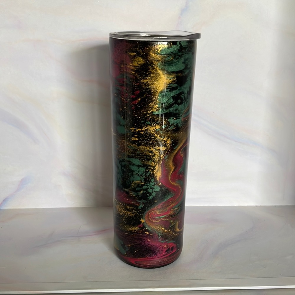 Rastafarian swirl dark vibes one love cup tumbler 20 oz